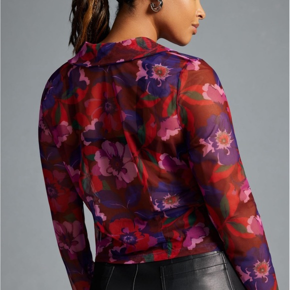 Maeve by AnthropologieSheer Ruched Buttondown Blouse - Picture 2 of 8